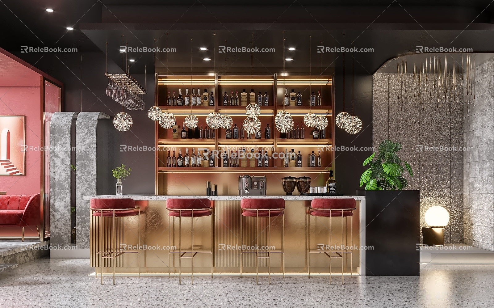 Light Luxury Bar 3d model