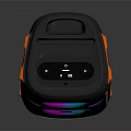 Portable Bluetooth Speaker With Colorful LED Ring Lights And Orange Accents Modern Design