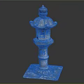 Traditional Japanese Stone Lantern With Pagoda Top And Carved Base Structure