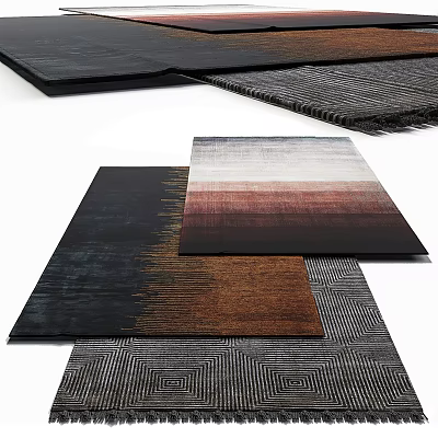Modern Square Rugs With Gradient Colors And Textured Patterns For Contemporary Home Decor 3d model