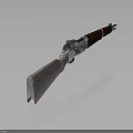 Modern Weapon Design with Red Handle and Silver Metal Blade Features 3d model