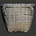 Light Brown Woven Basket With Handles For Household Storage And Everyday Use 3d model