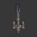 Space Rocket Model Design With Golden Thrusters And Metallic Structure