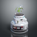White Cylindrical Headphone Speaker With Transparent Dome And Green Plant Design