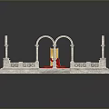 Scenic White Marble Architectural Platform With Arch Structures Red Central Area And Yellow Object Steps 3d model