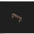 Vintage Rustic Long Wooden Bench Crafted From Distressed Solid Wood With Natural Texture 3d model