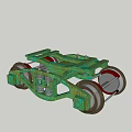 Green Mechanical Chassis With Multiple Tires And Metal Frame Structure Design