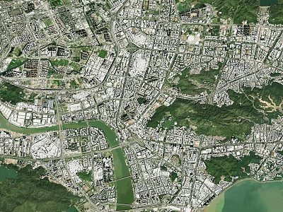 Satellite View of City Urban Planning Showing Layout Roads and Buildings 3d model