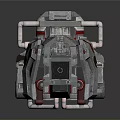 Large Futuristic Sci-Fi Mechanical Weapon With Silver Red Metallic Armor And Complex Design