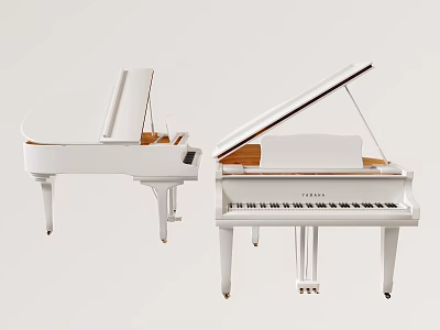 White Grand Pianos Elegant Musical Instruments For Home Decor And Performance 3d model