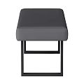 Modern Dining Bench with Gray Padded Seat and Black Metal Frame for Contemporary Dining Space