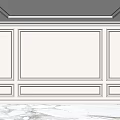 Elegant White Background Wall With Decorative Moldings And Marble Floor Interior 3d model