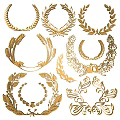 Golden Laurel and Wheat Wreath Wall Decor with Various Shapes and Designs for Interior