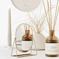 Modern Decorative Ornament Set With Pampas Grass Round Clock Woven Vases Candle And Ceramic Lamp
