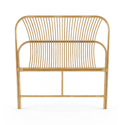 Modern Rattan Chair With Curved Backrest And Natural Wood Frame Design 3d model