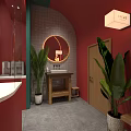 Red Facade Sweet Soup Restaurant With Arched Entrance And Interior Seating