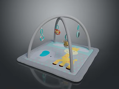 Baby Play Gym Activity Mat with Arched Frame Hanging Toys and Giraffe Design 3d model