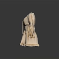 Elegant Beige Dress With Loose Long Sleeves And Tied Waist Design