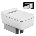 Modern White Wall Mounted Toilet With Sleek Design And Stainless Steel Base