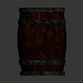 Rustic Wooden Barrel With Metal Hoops And Distressed Wood Texture