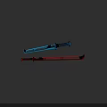 Electronic LED Light Swords in Blue and Red with Black Handles and Glowing Blades