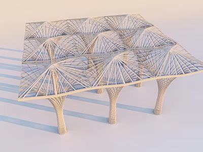 Modern Pergola Design With Geometric Grid Structure And Artistic Supporting Columns 3d model