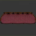 Classic Wooden Sofa With Carved Backrest Armrests And Pink Checkered Upholstered Seat