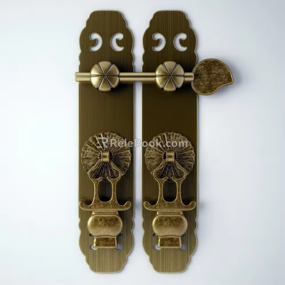 Chinese-style Gula Handle Door Latching Pin Buckle Chinese-style Handle Chinese-style Retro Copper Handle 3d model