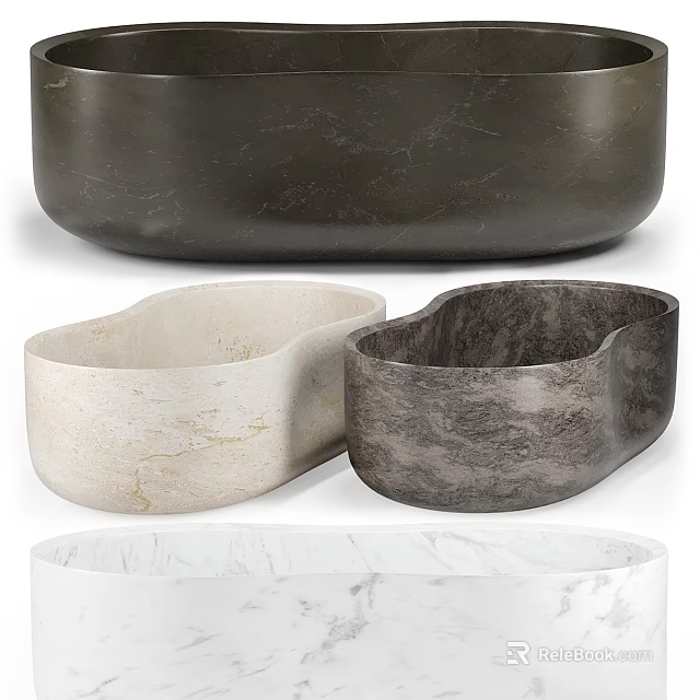 Luxury Modern Bathtub Designs With Dark Gray Cream White And Marble Finishes 3d model 