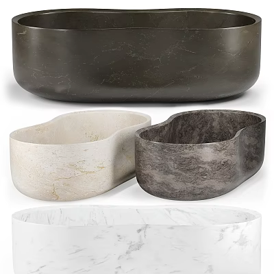 Luxury Modern Bathtub Designs With Dark Gray Cream White And Marble Finishes 3d model