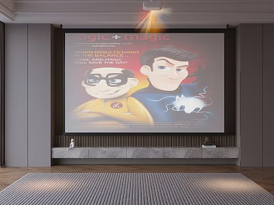 Home Theater Projection Monitoring System With Magic Theme Screen And Cartoon Content 3d model