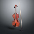 Classic Brown Wooden Violin With Bow As Elegant Household Musical Instrument