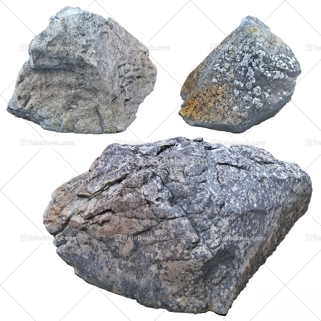 Modern gardening sketch rock beach photogrammetry stone 3d model