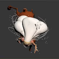 Human Female Character with Deer Body White Cloud Hair Golden Ornaments and Glowing Particles