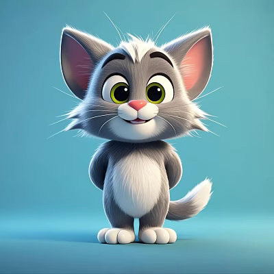 Cartoon Reptile Lizard With Big Green Eyes And White Paws On Light Blue Background 3d model