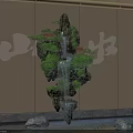 Hotel Lobby Bar With Hanging Rockery Waterfall Green Plants Mountain Water Characters And Beige Walls