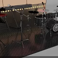 HPY KLOK Bar Live Stage with Drum Set Microphone Stage Lights and Gradient Screen