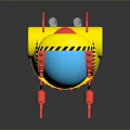 Game Movie Character Yellow Blue Spherical Robot With Red Legs And Mechanical Design