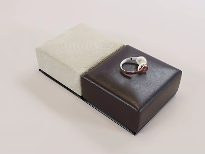 Modern Stylish Stool Featuring Dark Brown Leather And Beige Fabric On White Background 3d model