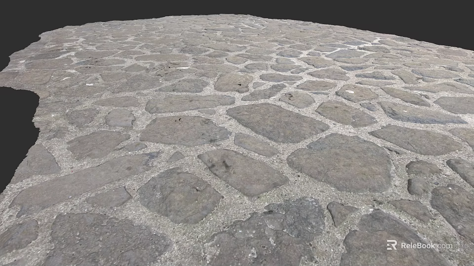 Natural Rough Stone Ceiling Design With Irregular Gray Tiles And Seam Details 3d model 