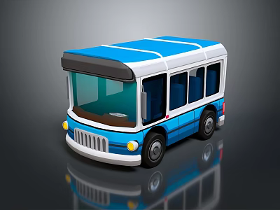 Modern Blue And White Bus With Transparent Windows And Sleek Exterior Design 3d model
