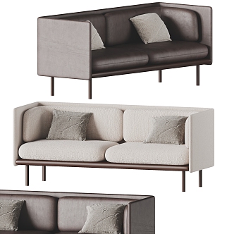 Multiplayer Sofa Double Sofa Casual Sofa Leather Sofa 3d model