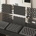 Gray Room Dividers With Various Grid And Hollow Out Patterns Displayed 3d model