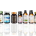 Various Nutritional Supplement Bottles With Different Brand Labels And Herbal Extracts
