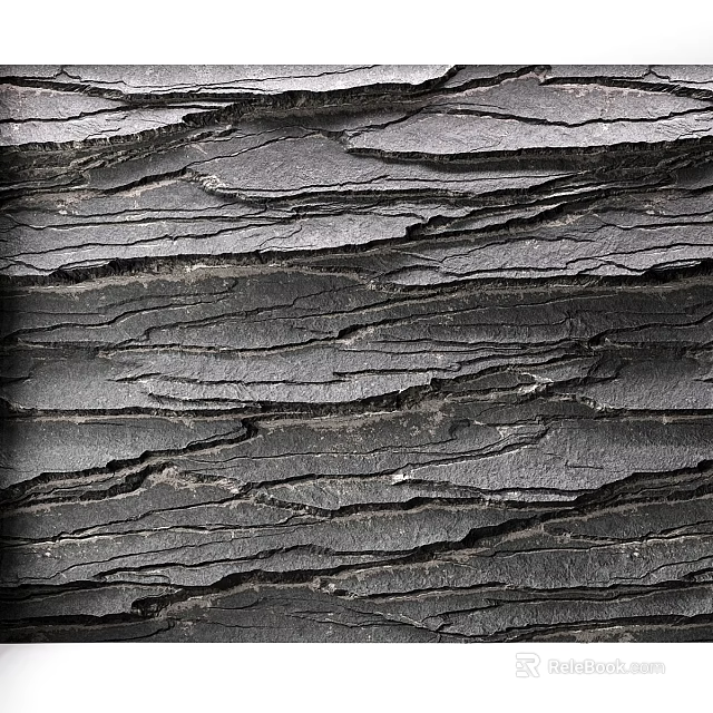 Layered Slate Decorative Construction Elements With Natural Textured Surface Pattern 3d model 