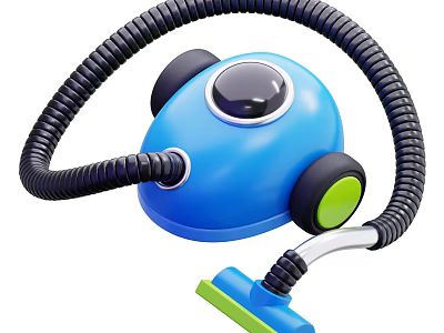 Smart Machine Blue Vacuum Cleaner with Flexible Hose and Green Brush 3d model