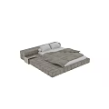 Modern Upholstered Double Bed With Square Tufted Frame And Soft Bedding Pillows 3d model