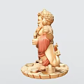 Man Deity Statue Holding Trident Lamp On Decorative Stone Base 3d model