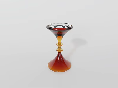 Glass Side Table Featuring Red Yellow Gradient Round Base Transparent Top And Golden Accents 3d model