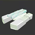 Three White Geometric Industrial Components With Smooth Reflective Surface And Structural Design 3d model